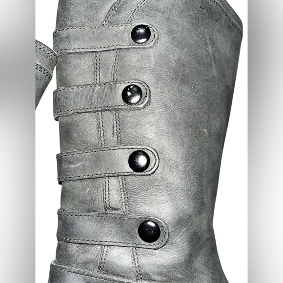 MERRELL Tetra Launch WP Leather Side Zip Boots Moto Black Mid Calf Size 6 - Picture 5 of 7